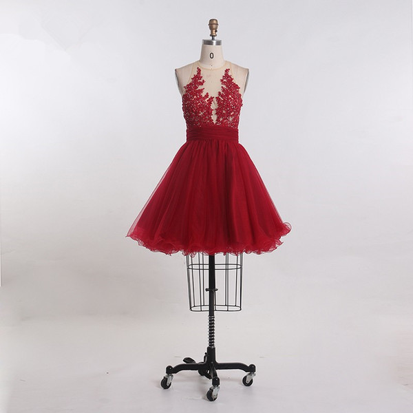 New Short A Line Halter Backless Tulle Appliques Formal Prom Gown Sweet Cocktail Dresses Women Homecoming Graduation Dresses