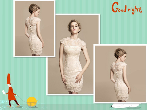 2016 new high-necked jacket Graduation Dresses lace applique graduation Prom mini skirt charming beauty adult Evening Gown plus size