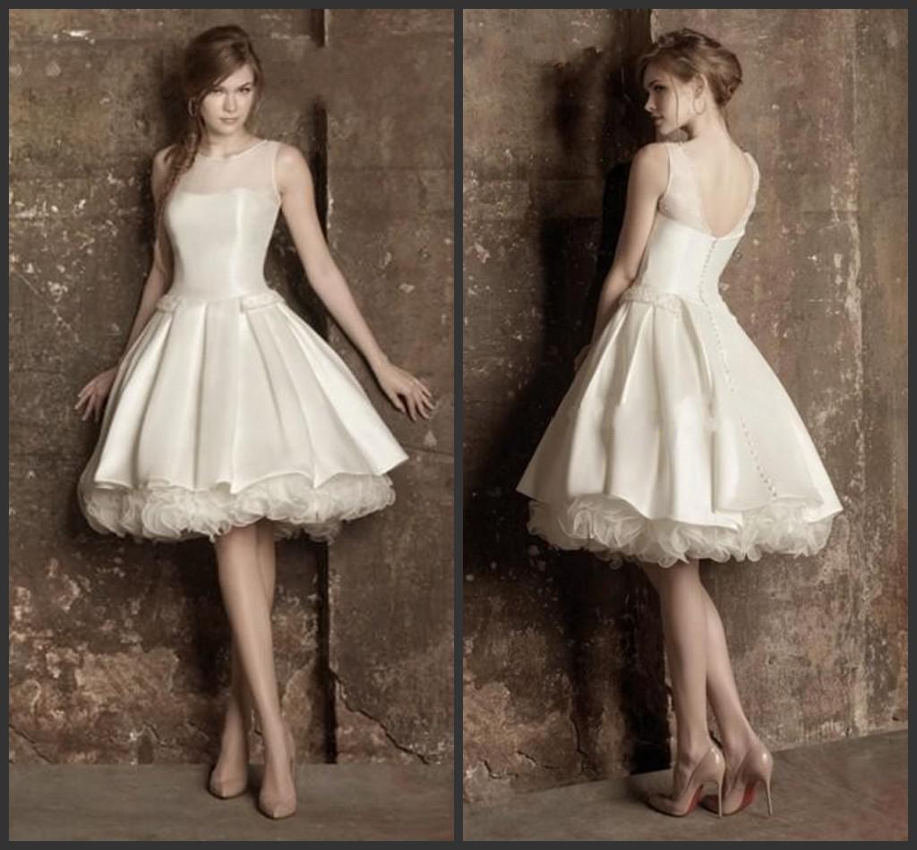 2014 new arrival Jewel ivory organza Tulle Satin Organza Knee length Short Prom Ball Gown Graduation Dresses custom made