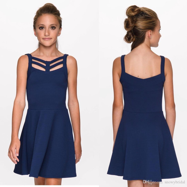 Navy Blue A-line Short Graduation Dresses Juniors Simple Mini Graduation Party Dress for 8th Grade Custom Made