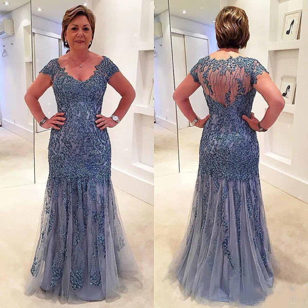 Modest Scoop Neck Mother Of The Bride Cape Sleeve Shining Crystal Beaded Mermaid Floor Length Formal graduation Dresses Custom Made