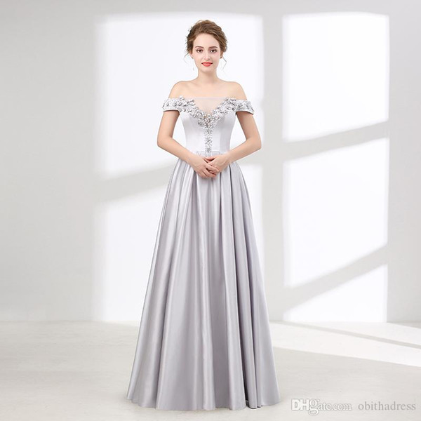 New Graduation Dress High Quality Hand Shoulder Flower Beaded Pleated Lace Floor Length Formal Evening Dress Prom Dress
