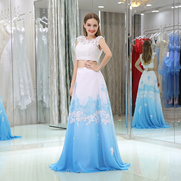 MAGGIEISAMAZING Wholesale jewel back zipper a line exposed boning Two Pieces Dress Formal Dresses Graduation Dresses CYH0000B024