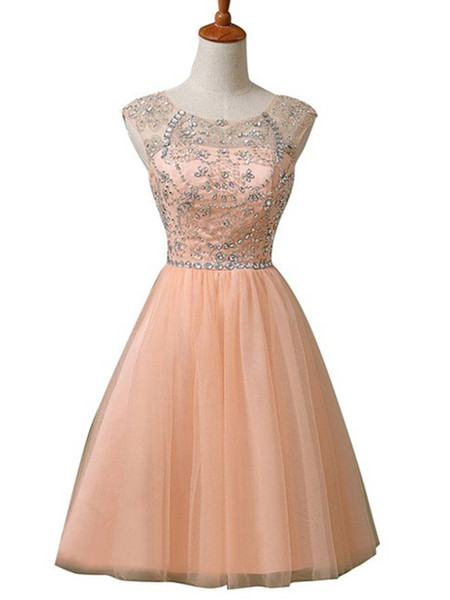 2016 new high collar Graduation Dresses sparkling crystal beaded knee-length skirts to school sweet jacket fashion Graduation Evening Dress