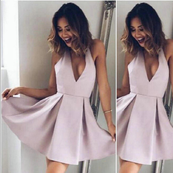 Graduation Dresses The picture color Custom size Short Party Dresses Satin Zipper v-neck Short Bridesmaid Dresses DK028