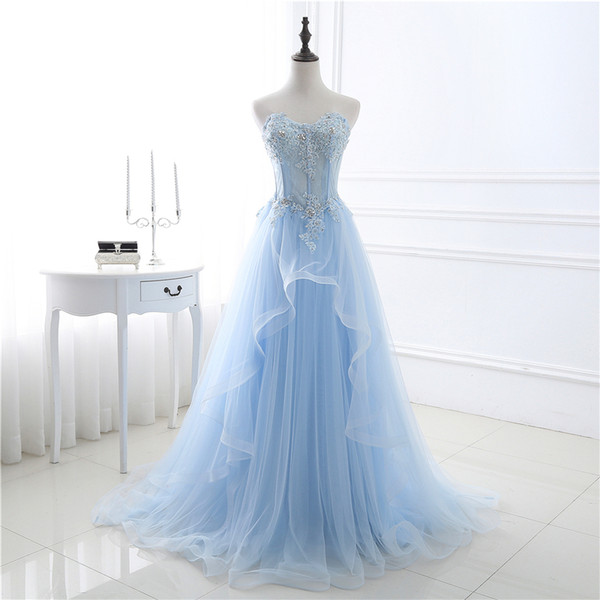 MAGGIEISAMAZING Wholesale sweetheart back lace up a line Exposed Boning evening dress Graduation Dresses with floor length CYH0000LG0320