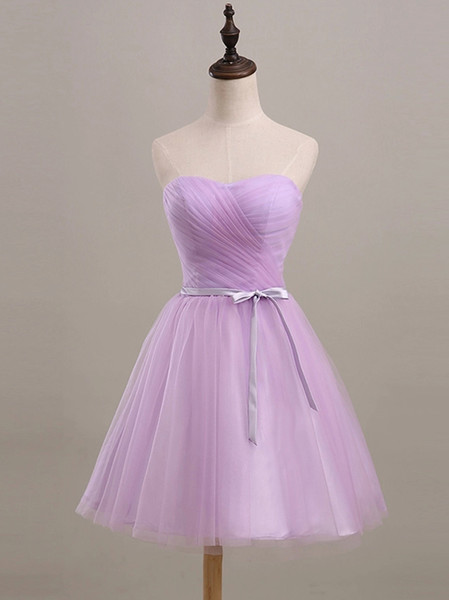 Low price 2016 new sweetheart strapless short paragraph purple graduation prom dress fashion sexy folds plus size bridesmaid dress