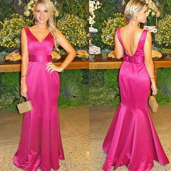 New Graduation Dresses vestidos Bright Evening Dresses Sexy Backless V Neck Long Mermaid Formal Party Gowns Prom Dresses