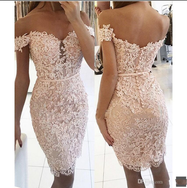 Actual Pictures champagne red homecoming dresses lace short sheath off the shoulder beading appliques Short Prom Cocktail Party gowns