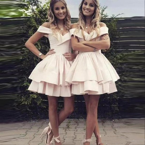 Pale Pink Short Mini Homecoming Dresses A Line Juniors Sweet 15 Graduation Cocktail Gowns Bridesmaid Dress Custom Made BC2676