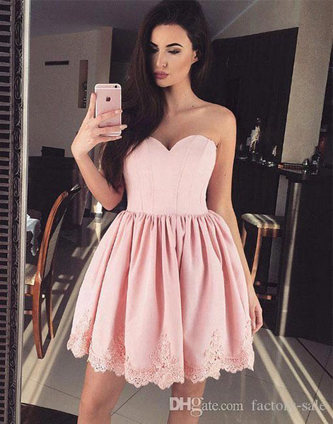 Pink Short Homecoming Dresses Sweetheart A Line Sexy Backless Mini Cocktail Graduation Party Gowns Short Prom Dresses Custom Made