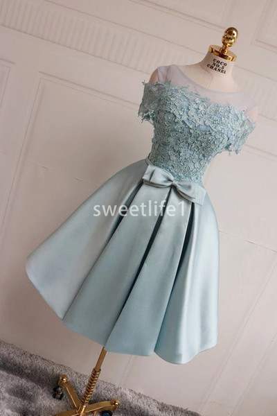 Off the Shoulder Homecoming Dresses Lace Appliques A Line Tea Length Cocktail Girls Graduation Party Dresses
