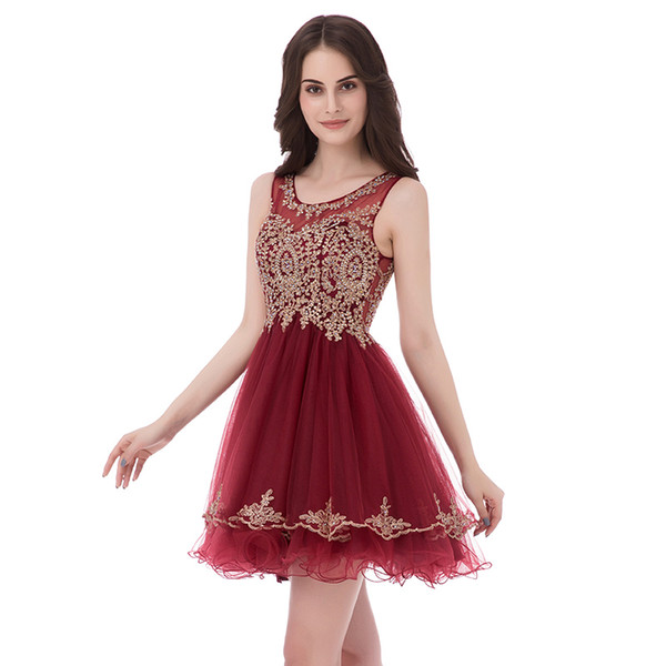 LX327 Sexy Burgundy Lace Beaded Short Homecoming Dresses A Line Party Dress Real Pictures Backless Rode De Soiree