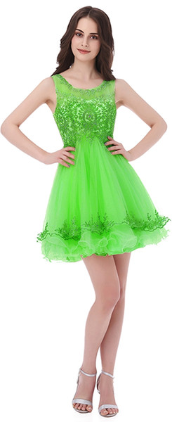 LX327 Sexy Fruit Green Lace Beaded Short Homecoming Dresses A Line Party Dress 2022Real Pictures Backless Rode De Soiree