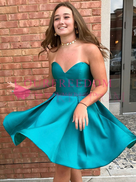 New Elegant Sweetheart Neck Homecoming Dresses Short Mini Hunter Green Formal Evening Occasion Prom Party Dresses Custom Made