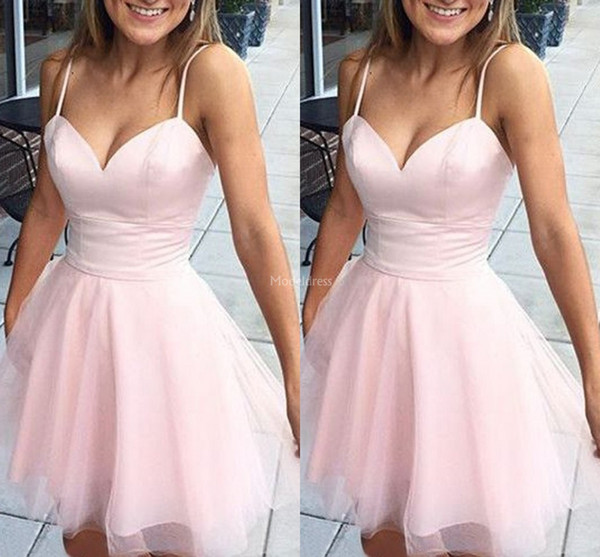 Simple Pink Homecoming Dresses 2022Spaghetti A Line Short Prom Dress Simple Special Occasion Dresses Cheap Cocktail Gown Vestidos De Fiesta