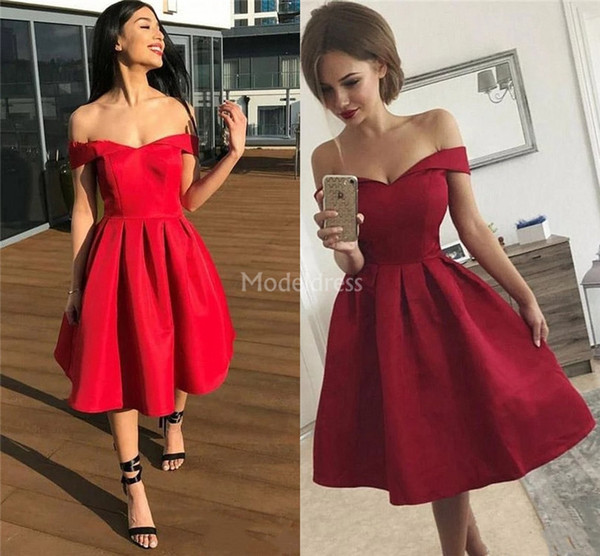 Elegant 2022Homecoming Dresses Off Shoulder A Line Knee Length Sexy Special Occasion Dress Simple Formal Party Prom Gown Vestidos De Fiesta