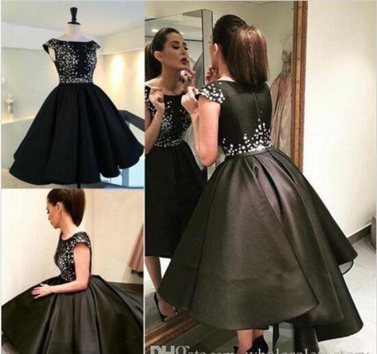 New Little Black Dresses Short Homecoming Dresses A Line High Low Jewel Neck Sexy Backless Junior Graduation Prom Party Gowns under $90