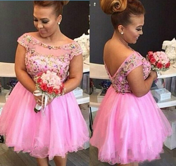 Charming Fuchsia Sheer Scoop Neck Backless Short Homecoming Dress A Line Juniors Sweet 15 Graduation Cocktail Party Dress