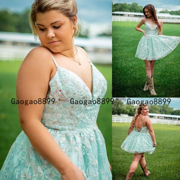 summer spaghetti short sage Homecoming Dresses A-Line chic 3D floral Lace Graduation Cocktail Gowns Custom Made Cheap prom dresses