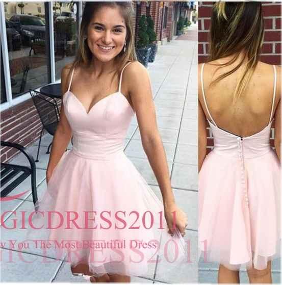 Garden 2017 Classic Charming Homecoming Dresses A Line Spaghetti Strap Backless Sleeveless Tulle Party Dresses Custom Made