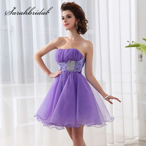 Under 50 Candy Color Short Beading Homecoming Dresses Strapless 2022Sexy Mini Pleated Graduation Party Dress vestido de formatura SD018