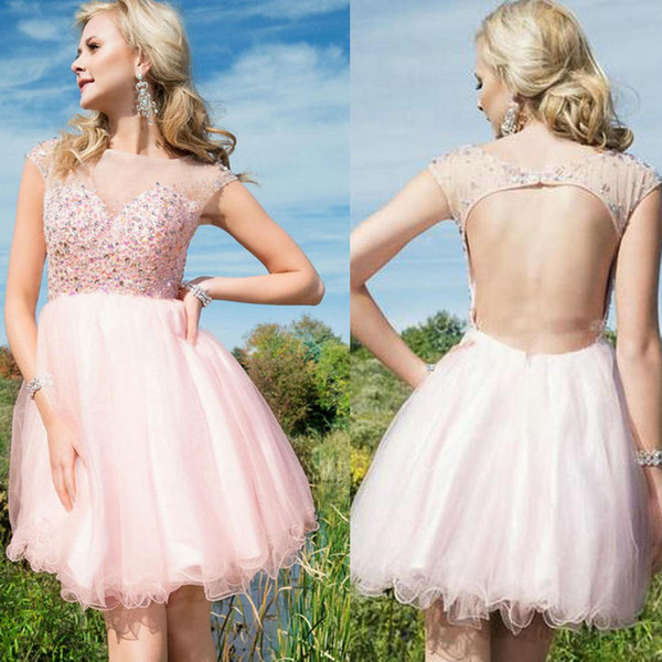 burgundy sweet 16 dress graduation dresses Charming Sparkly Pink Beading Tulle Short Homecoming Dresses short prom dresses DK258