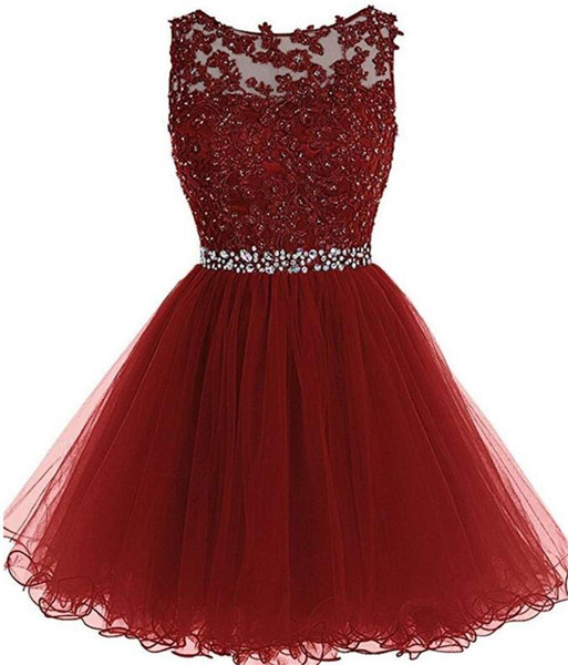 New Short Prom Homecoming Dresses A Line Tulle Beaded Crystals Appliques Graduation Cocktail Party Gown QC1300