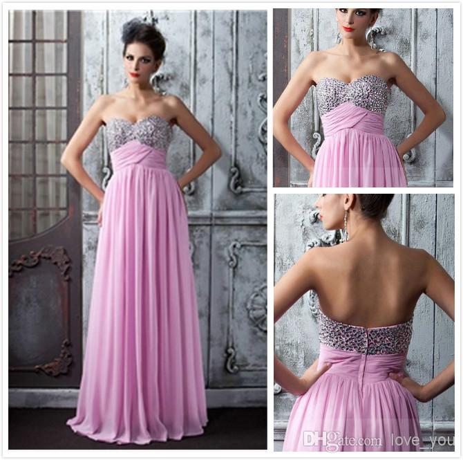 Fashion Sexy A-Line Floor Length Sweetheart Beading Prom Dress Long Prom Bridesmaid Dresses