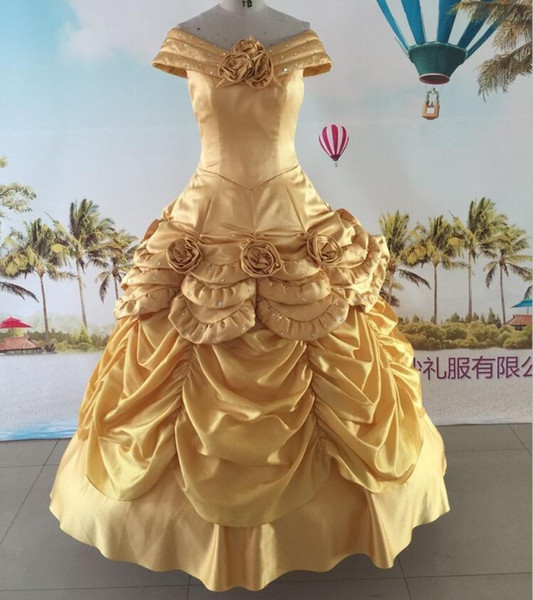 Fast Gold Pageant Dresses vestidos de noiva 2017 with Flowers Crystal Off the Shoulder party gowns