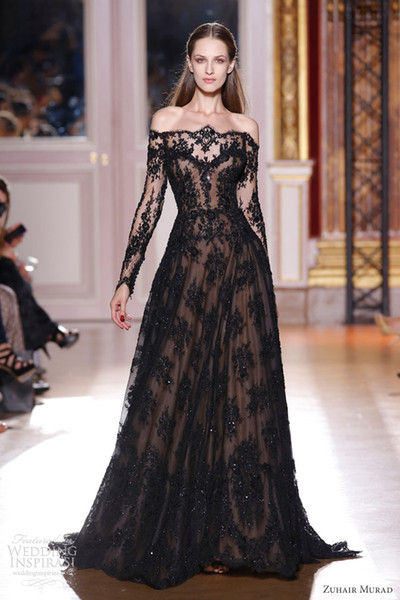 Sexy Lace Appliques Off the Shoulder A Line Pageant Dresses Long Lace Sleeves Sheer Illusion Bodice Floor Length Sweep Train Evening Dress