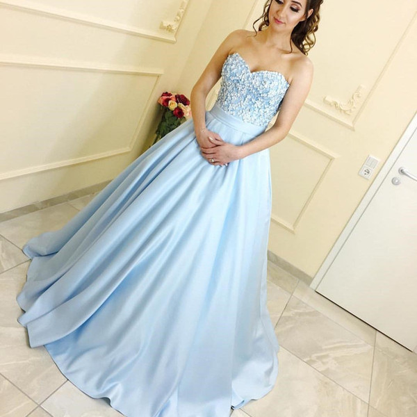 Beautiful Sweetheart Princess Prom Gowns Long Pageant Dresses Hand-made Florals Bodice Satin Evening Dresses Gown For Celebrity
