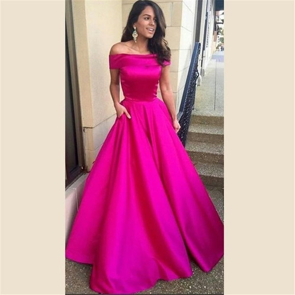 A Line Prom Evening Dresses Off The Shoulder Satin Floor Length Ruched Party Formal Pageant Vestidos De Maid Of Honor Dress Evening Gowns