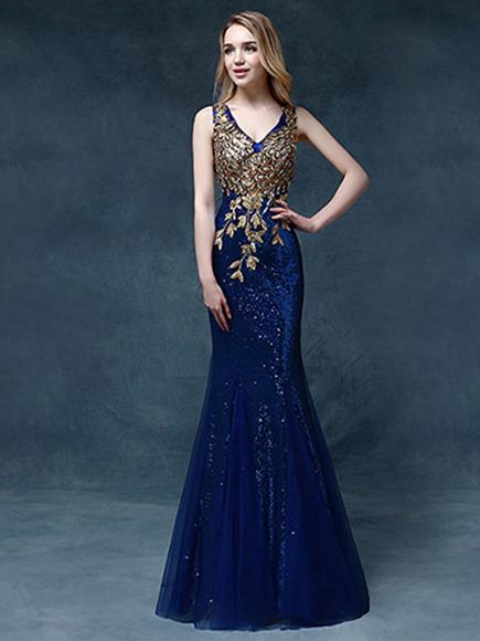 2016 new V-neck Mermaid Pageant Dresses embroidery applique crystal catwalk Evening Dress Sequin lace sexy Prom Gown Plus Size