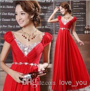 2014 Sexy Pleats Beading A Line Chiffon Short Sleeve Sheer With V-neck Floor Length Evening Pageant Gowns Dresses