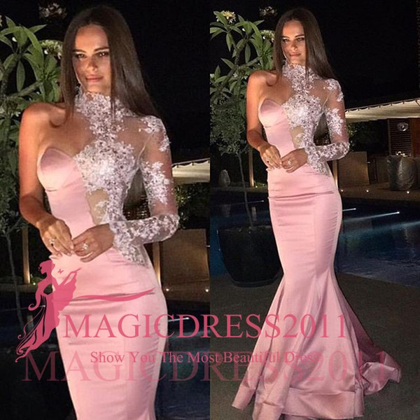 Miss Universe Pageant Evening Dresses Pink Mermaid Major Beaded 2016 High Neck One-Shoulder Formal Celebrity Gowns Party Prom Dresses