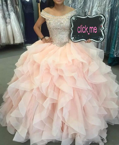 Major Beading Ball Gown Pageant Dresses For Teens Beading Sequins Ruffles Off The Shoulder quinceanera dresses Floor Length homecoming dress