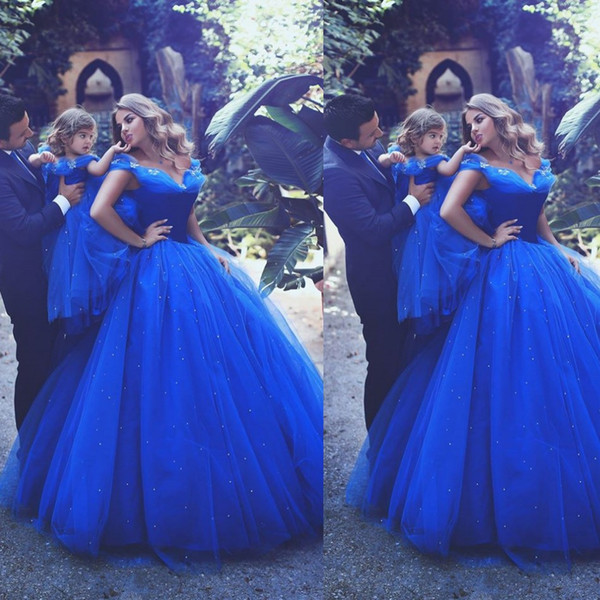 Cinderella Formal Party Gown Off Shoulder Floor Length Sequin Blue Pageant Dresses Sleeveless Custom Formal Special Occasion