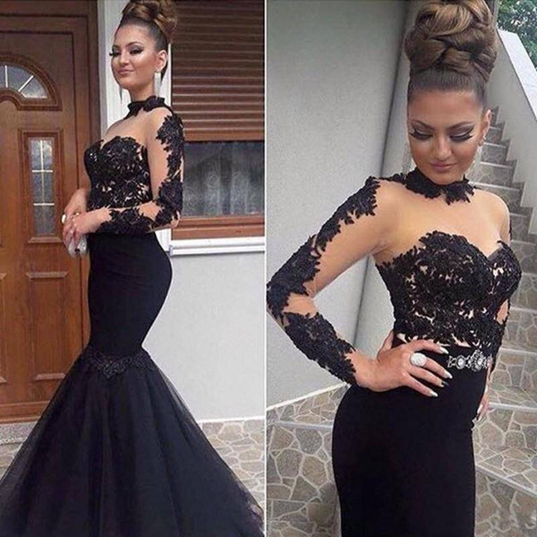 Stylish High Neck Prom Dresses Sexy Illusion Tulle Mermaid Party Glamorous Appliques pageant Zipper homecoming dresses evening dresses