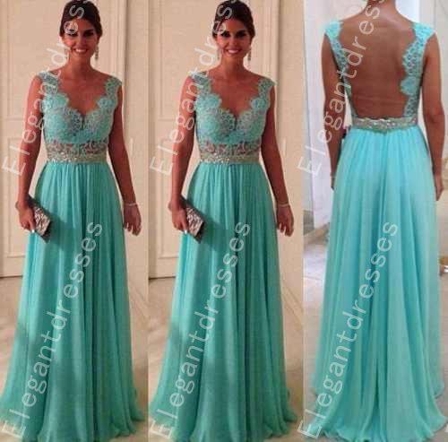 Designer 2014 Elegant Beaded Crystal Cap Sleeves Chiffon Lace Backless Pageant Dresses For Women Formal Dresses Cheap Dresses114C10