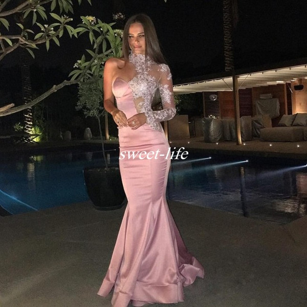 Miss Universe Pageant Evening Dresses Pink Mermaid Major Beaded High Neck One-Shoulder Formal Celebrity Gowns Party Prom Dresses