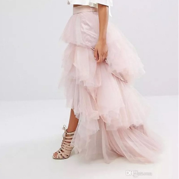 2017 Elegant Long Women Skirts High Low Floor Lenth Irregular Tiered Female Skirts Puffy Asymmetrical Floor Maxi Party Skirt
