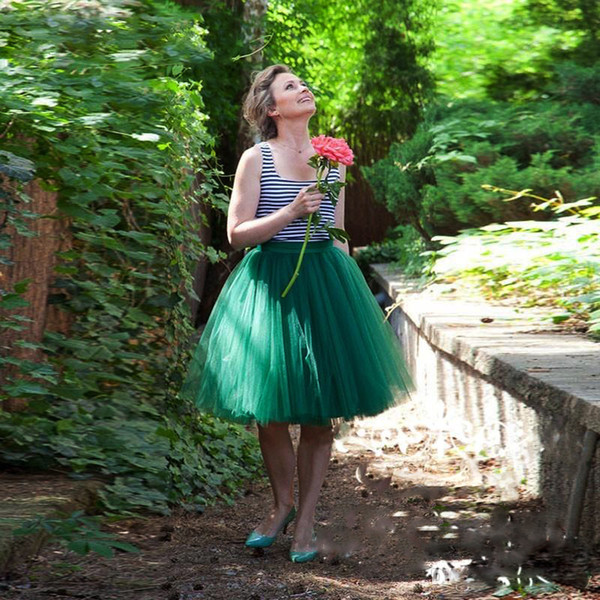 2018 Knee Length green Tulle Tutu Skirts for Adults Custom Made A-line Cheap Party Prom Petticoat Underskirts Women Clothing mother dress