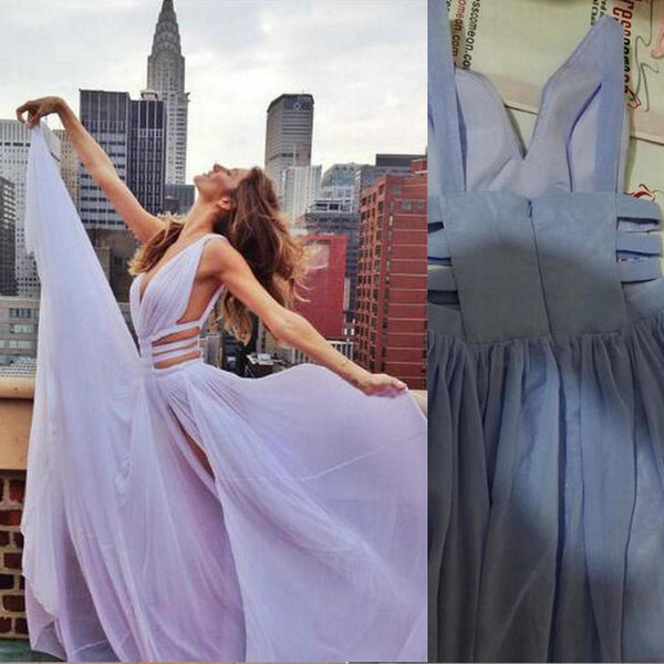 sequin dress champagne v-neck Evening Dresses A-Line Floor-Bength Long party Dresses Chiffon Her shoulders with CK034