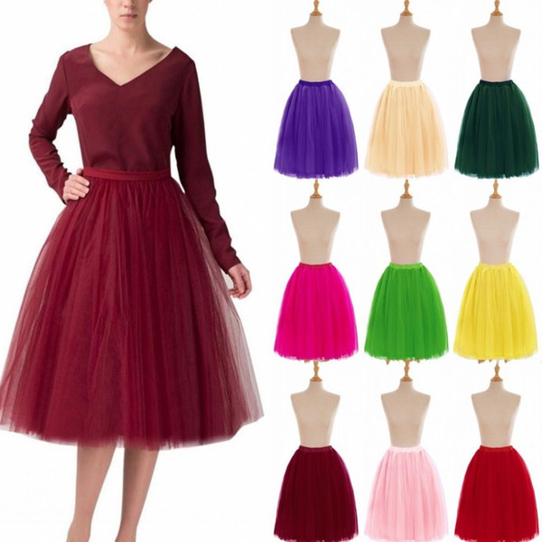 Full Tutu Tulle Skirts 2022Short Prom Party Dresses Ball Gowns 5 Layers Underskirt Crinolines Cheap with 18 Colors CPA583