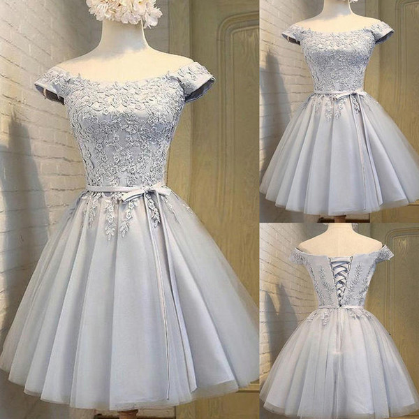 Custom color Homecoming Party Dresses Short Graduation Dresses Off-the-Shoulder Embroidered Lace Dress Appliqued Tulle Custom size DK301