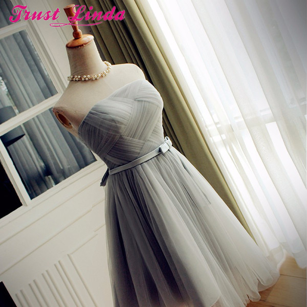 Real Sample pink gray tulle new Fashionable sexy short cocktail dresses 2017 customer made pleat prom dresses party dress