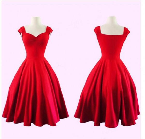 2019 New Vintage Black Red Short Homecoming Dresses Queen Anne Sweetheart A Line Evening Party Dresses for Girls 1373