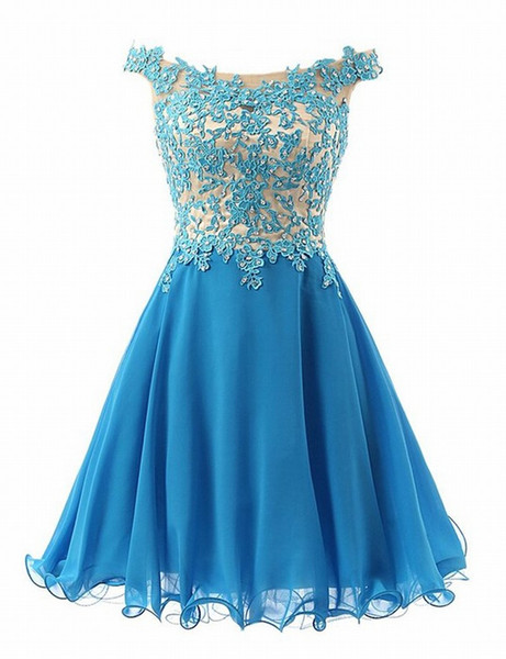 Short Off Shoulder Elegant Homecoming Dresses Women's Fashion Blue Lace Bridal Gown Special Occasion Prom Bridesmaid Party Dress 17LF912