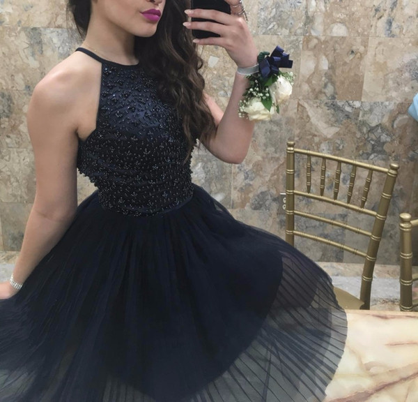 Pretty Halter Purple Keyhole Back Beading Short Prom Dresses Vestido De Festa Girls Party Dress Homecoming Dress